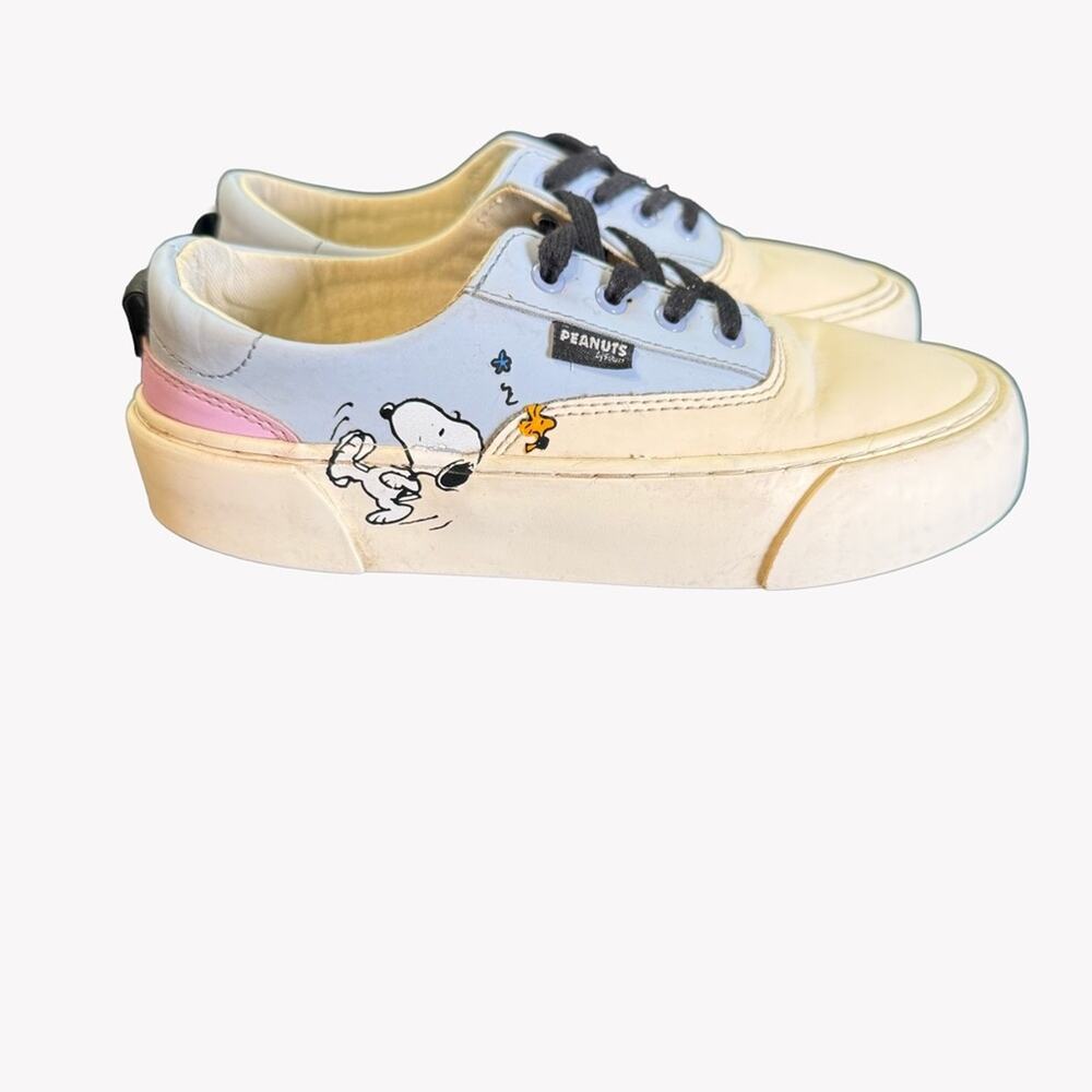 Zara Blue and Cream Sneakers with Snoopy and Woodstock Size 13
